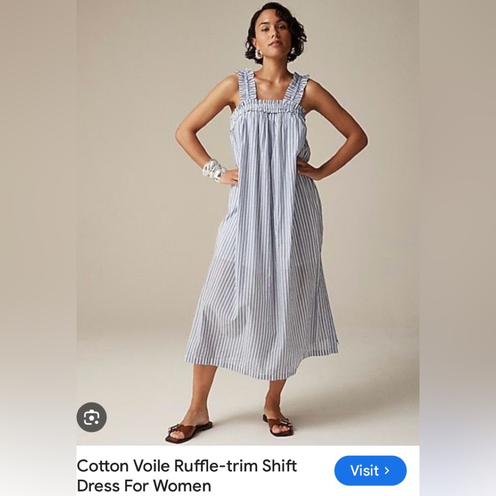 J. Crew Striped Cotton Midi Dress